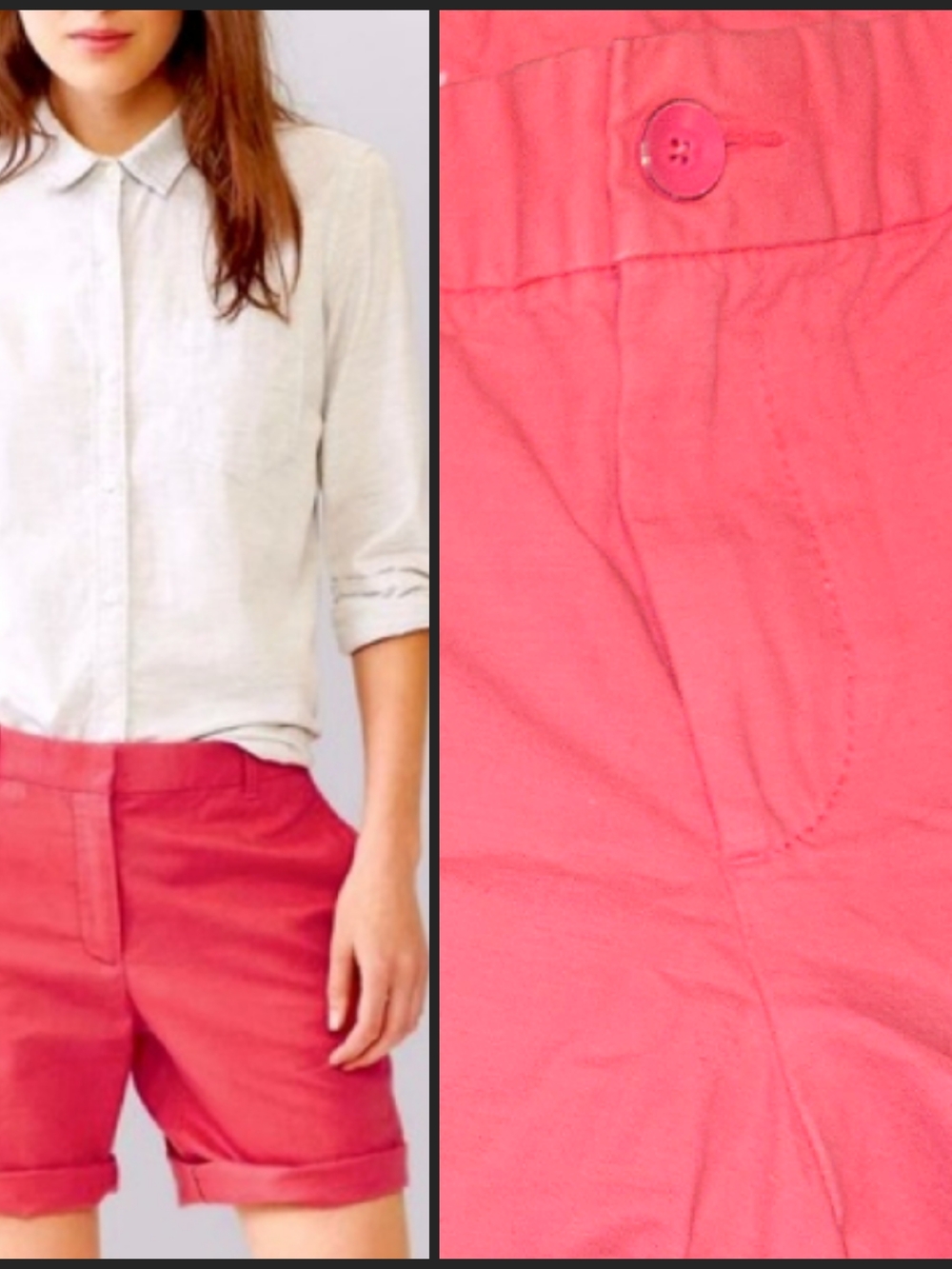 NEW! KHACKI'S BY GAP Coral Pink Cotton Chino Roll-Cuff Women's Shorts Size 4.